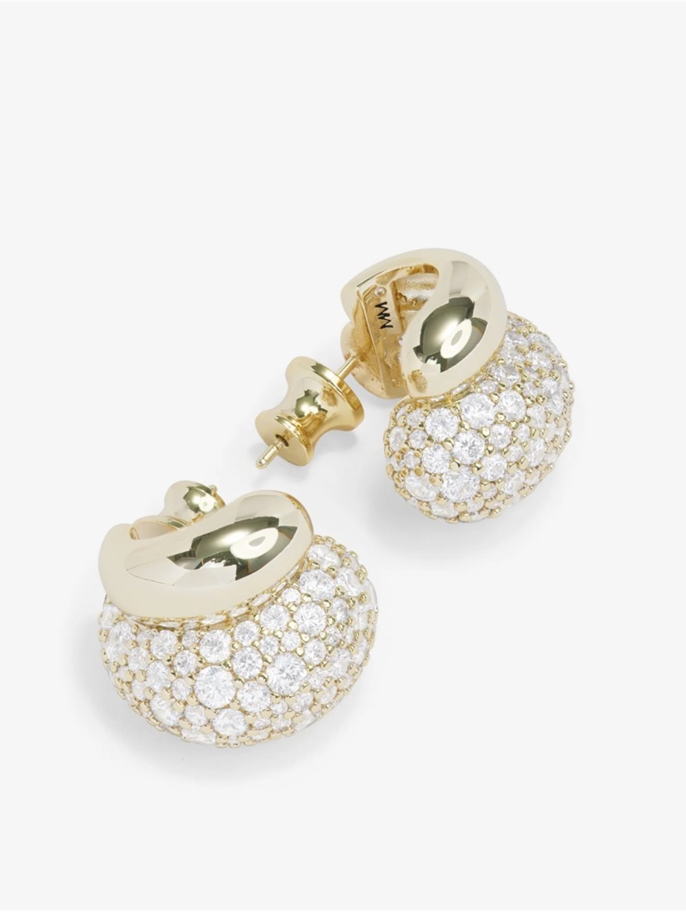 Melinda Maria Gold Pavé Crescent Hoop Earrings - Picture 3 of 10